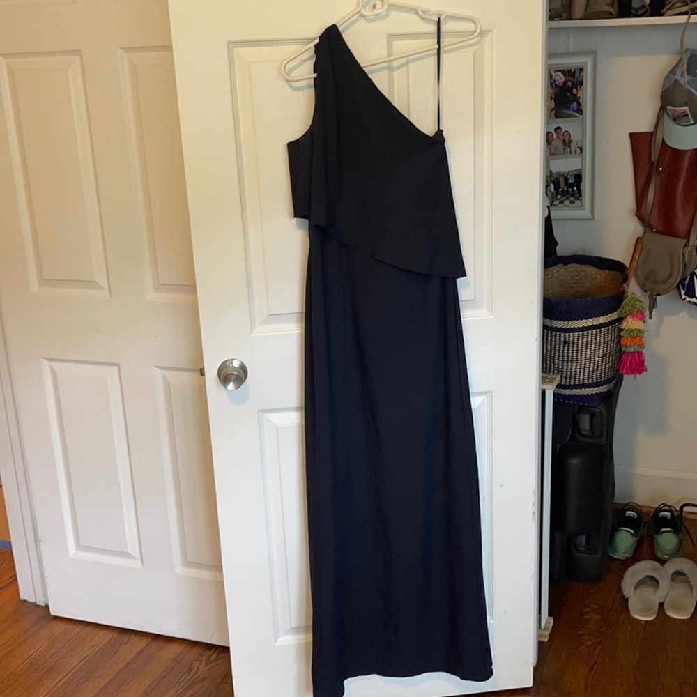 Amsale Liana navy bridesmaid dress
